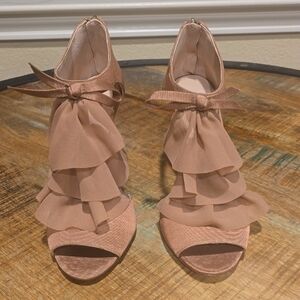 Chic Tan Ruffle Heels